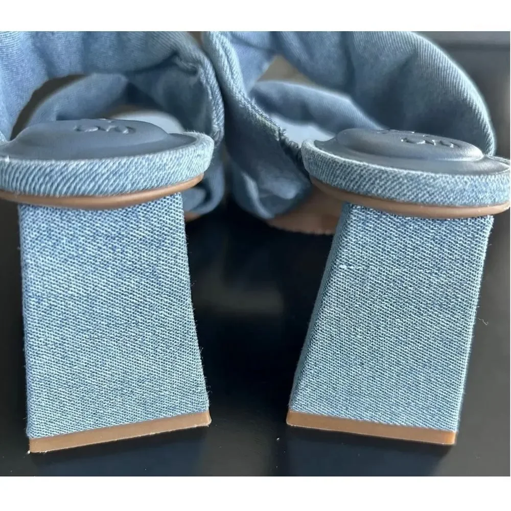 Gianni bini Chic Denim Block Heel Mules - Versatile Summer‎ Sandals - Picture 2 of 7